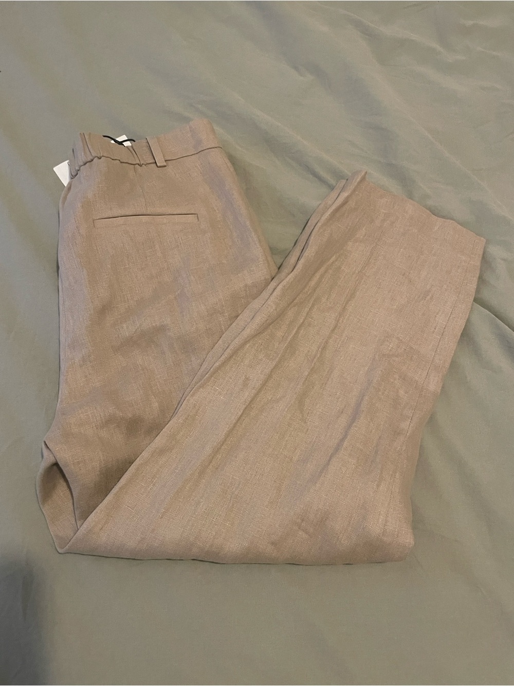Mango Beige Linen Cropped Pants